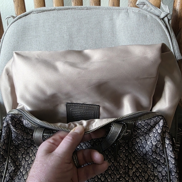 Coach Taylor Metallic Snakeskin Satchel Matching Wallet In Closet As Well - Picture 12 of 13